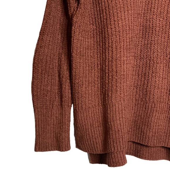 So Brown Oversized Knit Long Sleeve Sweater Split High Low Hi Lo Hem V Neck XS - Picture 4 of 15